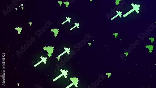 Pixel art computer arrow objects.Arrows Technology Background 4k animation of an abstract business and technology background with digital arrows fading and rising