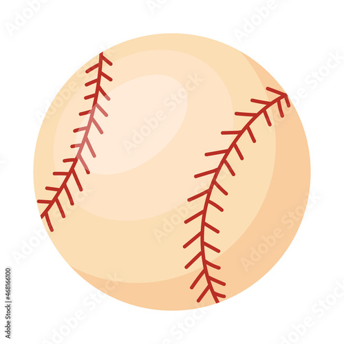 baseball sport ball. Cartoon leather yellow glob, vector Illustration