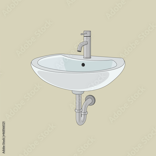 Isolated washbowl cartoon vector graphics