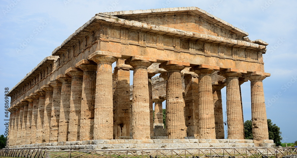 Temple of Neptune-Paestum, an ancient city of Magna Graecia called by the Greeks Poseidonia in honor of Poseidon, but very devoted to Athena and Hera. Under the Romans it takes the name of Paestum