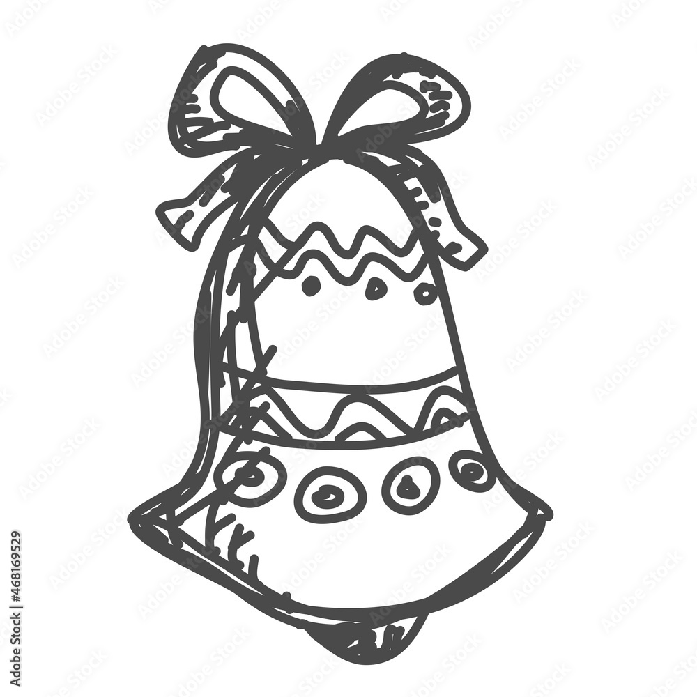 Christmas bell hand drawn toy with a bow. Hand drawn sketches in doodle style.Christmas bell hand drawn toy with a bow. Hand drawn sketches in doodle style. Christmas bell hand drawn toy with a bow. Hand drawn sketches in doodle style.Christmas bell hand drawn toy with a bow. Hand drawn sketches in doodle style.
