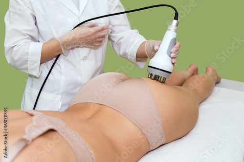 RF lifting in the cosmetology room for cellulite treatment