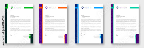 Modern Medical Doctor healthcare letterhead Design Template with green, blue, orange color. corporate modern letterhead design template. letter head design. doctor letterhead. medical letterhead