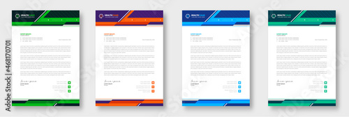 Modern Medical Doctor healthcare letterhead Design Template with green, blue, orange color. corporate modern letterhead design template. letter head design. doctor letterhead. medical letterhead