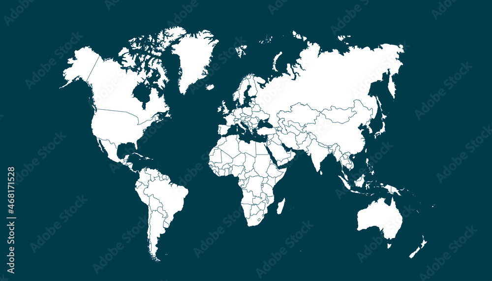 Fototapeta premium World map. Color vector modern. Silhouette map.