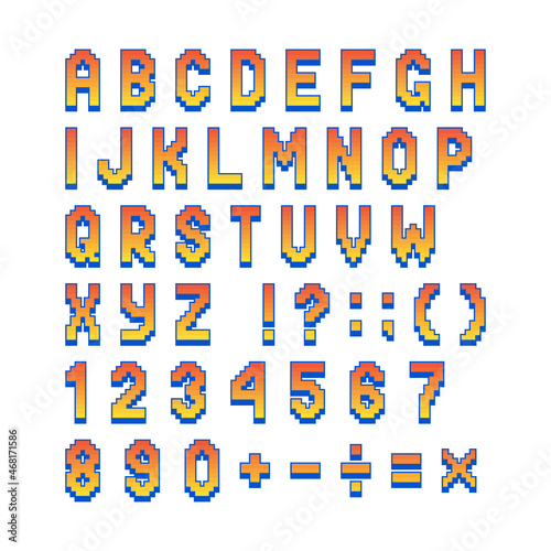 Pixel retro 8 bit alphabet