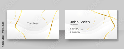 Stylish simple minimalist white and gold elegant business card design. Modern technology business card - creative and clean business card template. Vector illustration