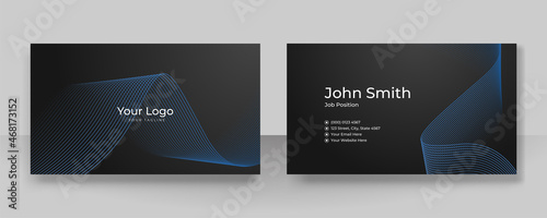 Modern blue black business card - creative and clean business card template. Stylish blue elegant business card design. Designed for business and corporate concept. Vector illustration