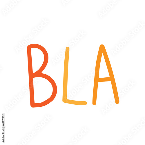 Color word bla. Vector text illustration isolated on white background.