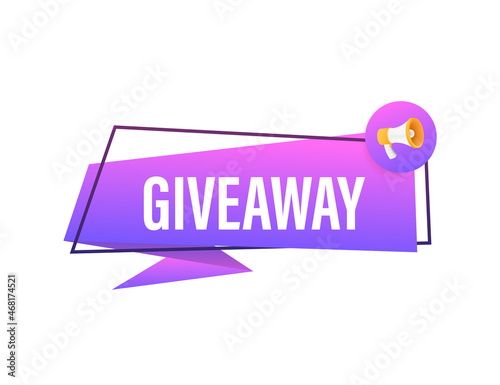 Modern flat style template with giveaway megaphone for banner design. Social media like icon concept. Vector illustration