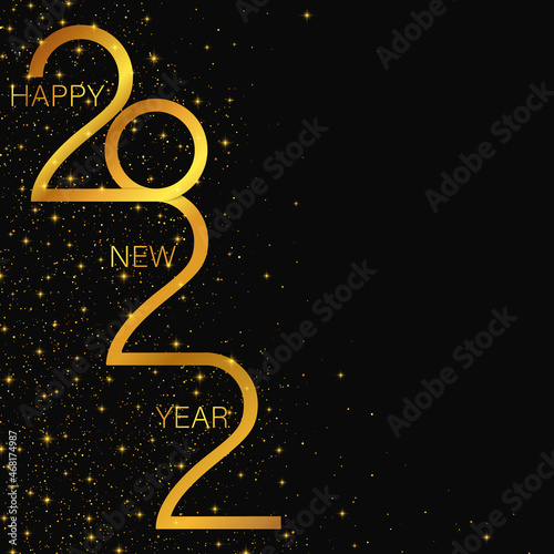 Happy 2022 new year golden banner. Vector template design