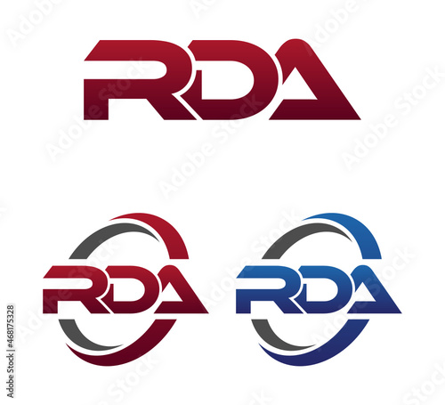 Modern 3 Letters Initial logo Vector Swoosh Red Blue RDA