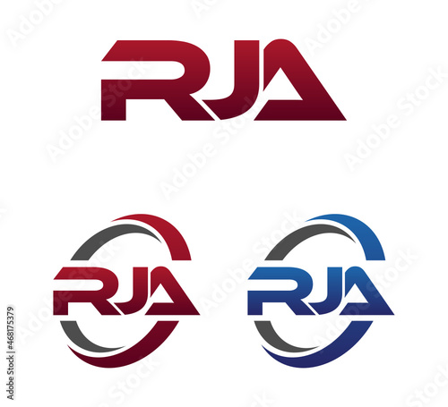 Modern 3 Letters Initial logo Vector Swoosh Red Blue RJA