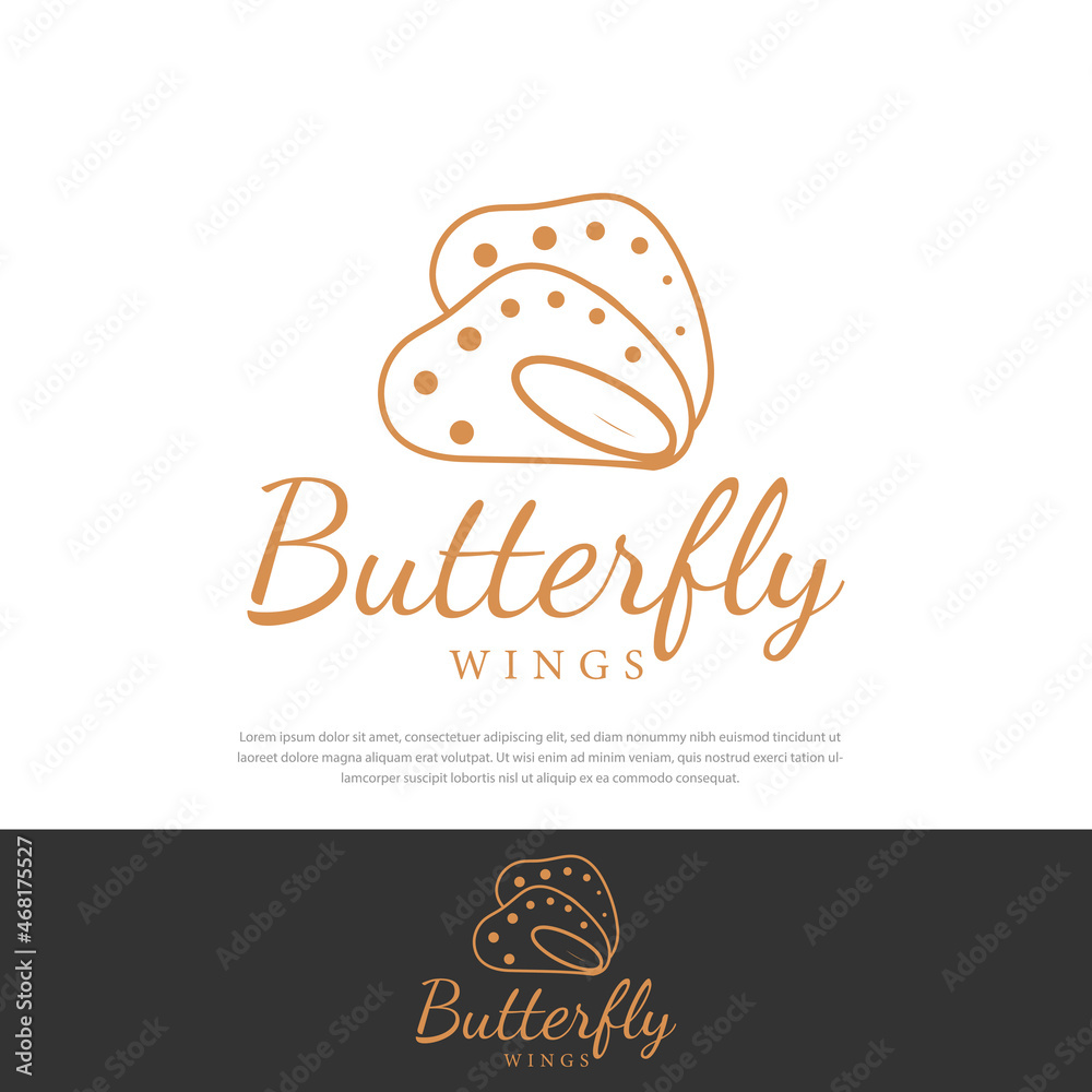 Simple elegant golden butterfly wings, can be used as a symbol, brand identity, company logo Simple elegant golden butterfly wings, can be used as a symbol, brand identity, company logo