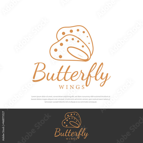 Simple elegant golden butterfly wings, can be used as a symbol, brand identity, company logo