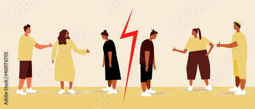 Broken relationships, support for people, flat vector stock illustration with mental health, battery of energy, divorce or breakup in a couple