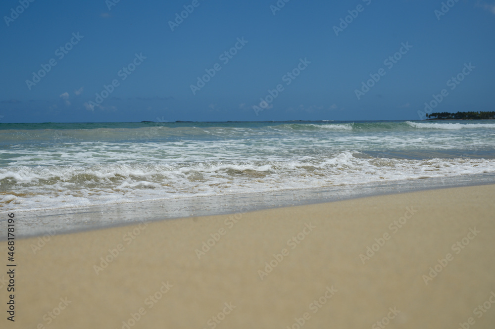 dominican beach ocean view before storm bad weather. Photo of a sandy beach in the foreground from the Dominican Republic. The picture clearly shows the magnificent sand from the Atlantic Ocean. dominican beach ocean view before storm bad weather. Photo of a sandy beach in the foreground from the Dominican Republic. The picture clearly shows the magnificent sand from the Atlantic Ocean.