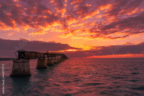 Sunrise over the Bahia Honda Overseas Railway Bridge, Florida Keys photo