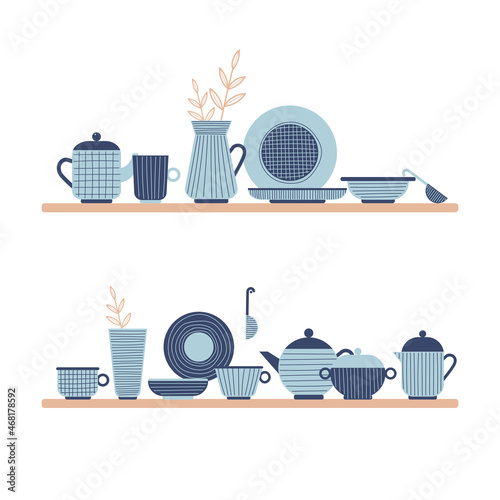 Modern ceramic kitchenware illustration.