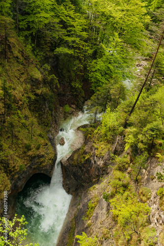 Pollatschlucht (Pollat waterfall) near Neuschwnstein castle in Bavarian Alpine forest. photo