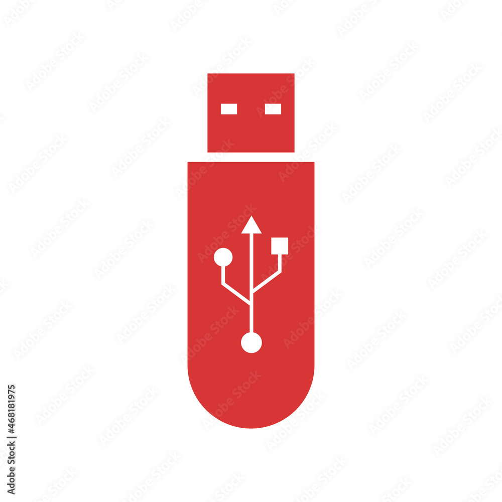Usb flash drive vector icon. Red symbol Usb flash drive vector icon. Red symbol