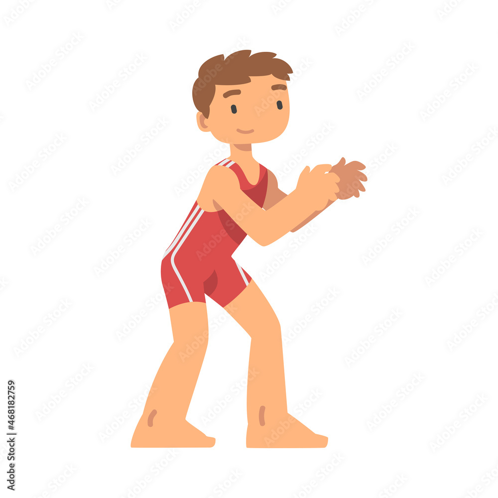Man Character Engaged in Combat Sport or Fighting Sport Competing Vector Illustration