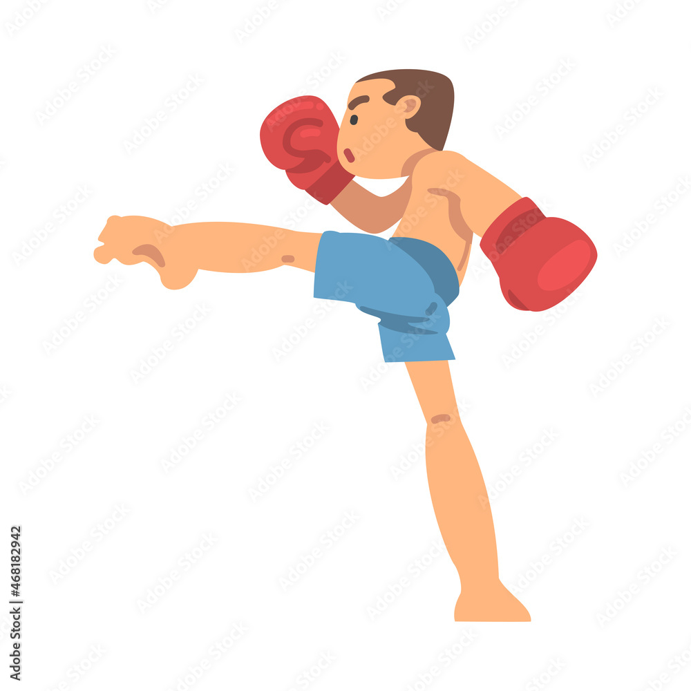 Man Character Engaged in Combat Boxing Sport or Fighting Sport Competing Vector Illustration Man Character Engaged in Combat Boxing Sport or Fighting Sport Competing Vector Illustration
