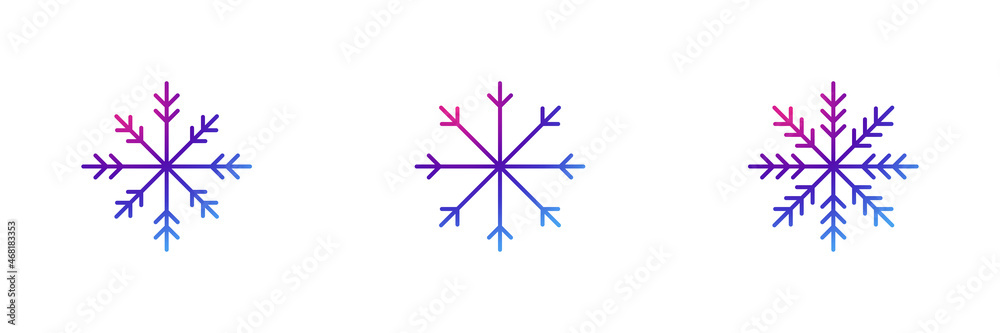 Set of 3 snowflakes icon with purple gradient effect.