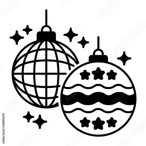 Sparkling disco ball Concept, Mirrorball Vector Icon Design, Party Celebrations Symbol, Winter Holiday Season Sign, New Year and Christmas Stock Illustration