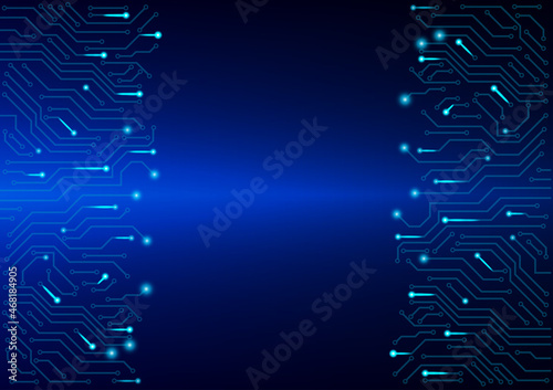 circuit board electronic or electrical line on blue engineering technology concept vector background