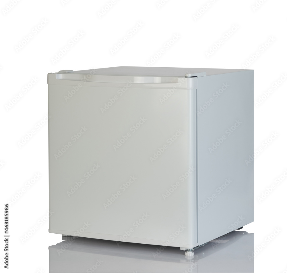 White small refrigerator isolated on white background White small refrigerator isolated on white background