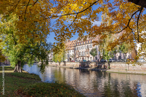 France, Strasbourg, old buildings at riverside