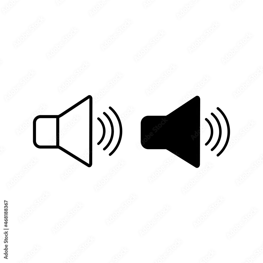 Speaker icon set. Volume control on off mute symbol. Flat application interface sign. Vector illustration image. Isolated on white background. EPS 10 Speaker icon set. Volume control on off mute symbol. Flat application interface sign. Vector illustration image. Isolated on white background. EPS 10