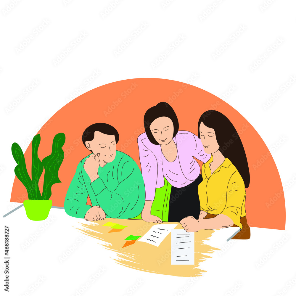 Meeting business people in a flat design. Teamwork concept. Meeting business people in a flat design. Teamwork concept.