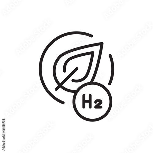 Green H2 color line icon. Hydrogen energy. Isolated vector element.