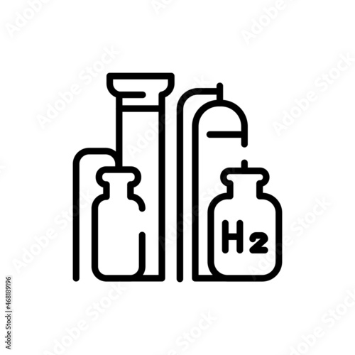 Storage cylinders H2 color line icon. Hydrogen energy. Isolated vector element.
