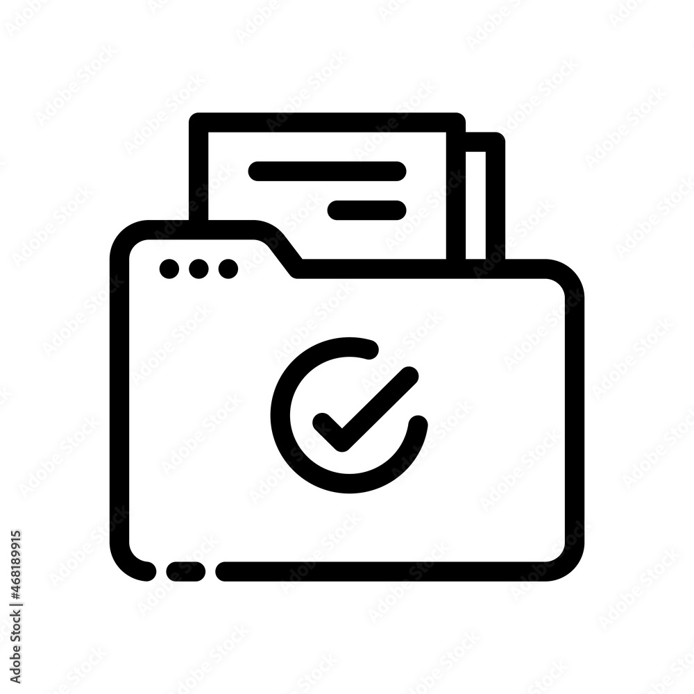 Approved folder color line icon. Verification documents concept. Approved folder color line icon. Verification documents concept.