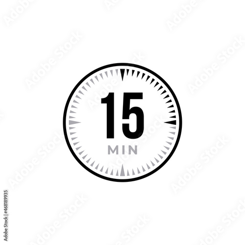The 15 minutes, stopwatch vector icon, digital timer. clock and watch, timer, countdown symbol. Timer sign 15 min on white background