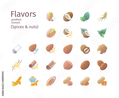 Flavors gradient iconset (nuts & spices)