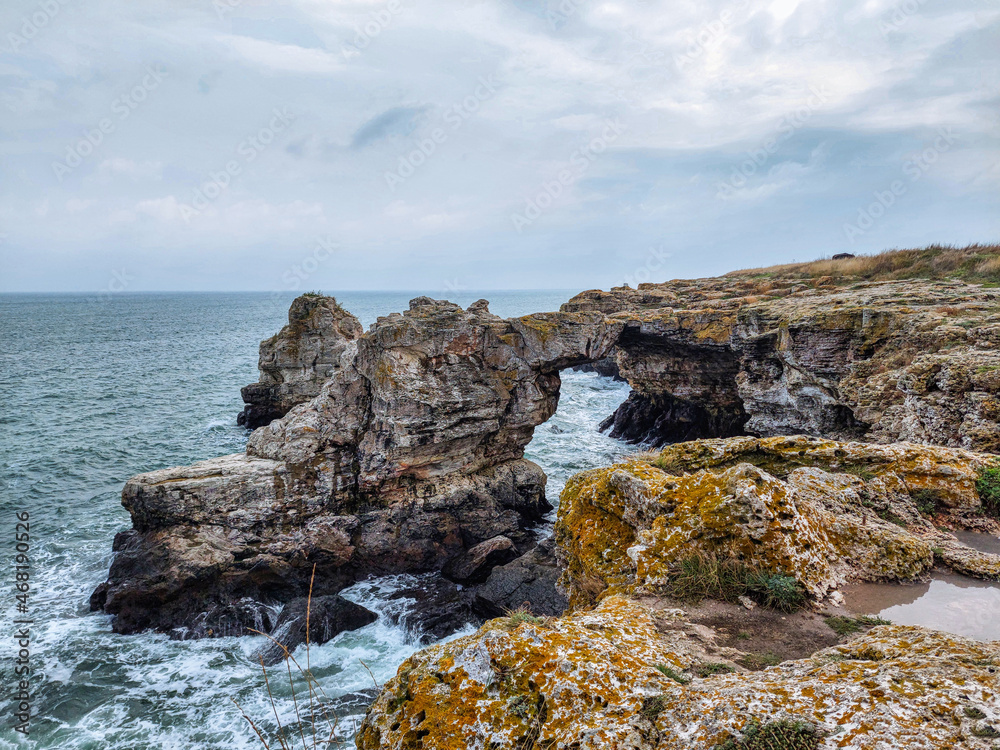 Breaking waves on the rocky coast of the Black Sea