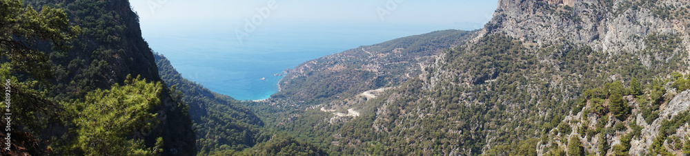 View of the picturesque bay of the Mediterranean Sea in the South of Turkey