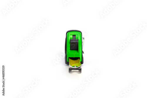 green tape measure isolated on white background