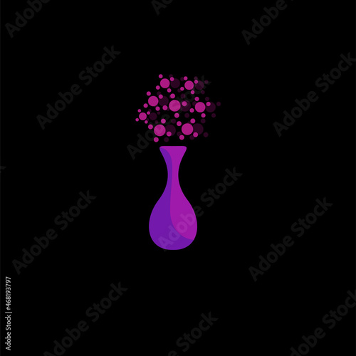 flat and colored flower vase logo vector design