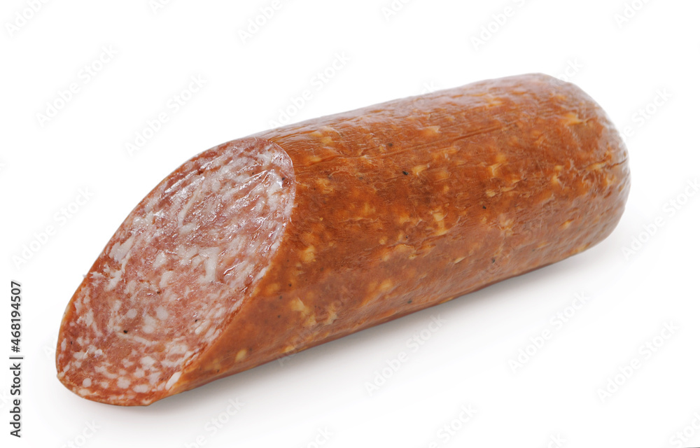 Smoked sausage isolated on white background Smoked sausage isolated on white background
