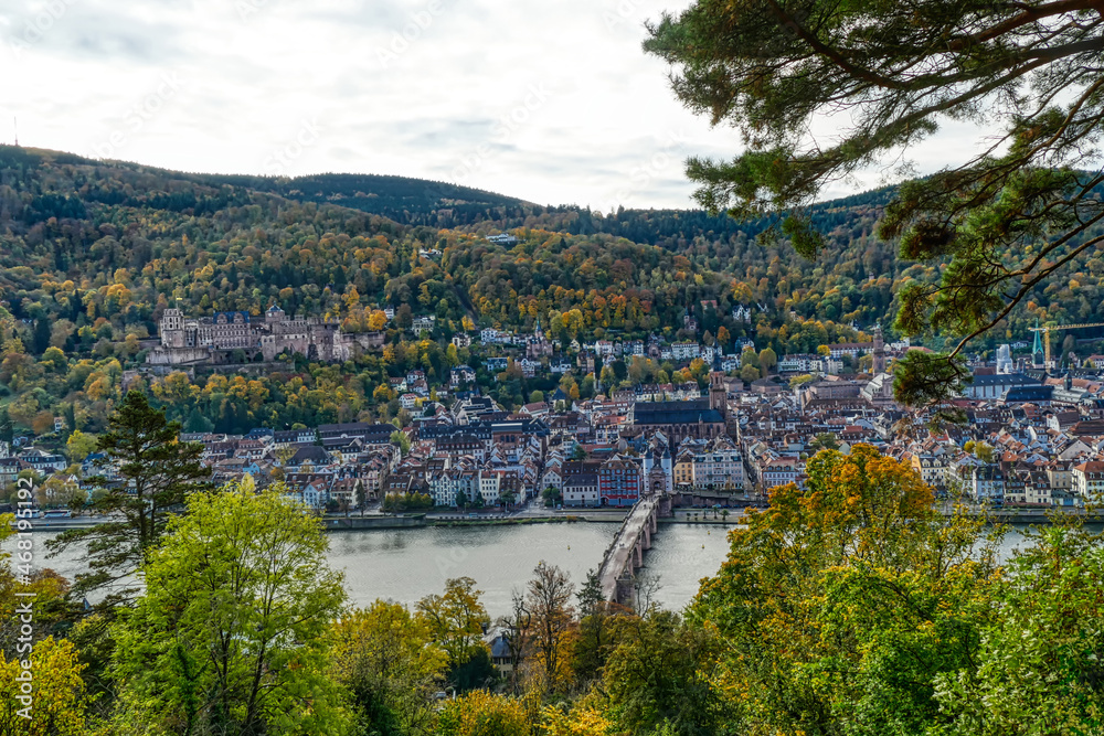 Blick auf das historische Heidelberg und den Neckar