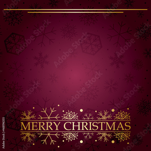 merry christmas on burgundy background  - vector with gold decorations