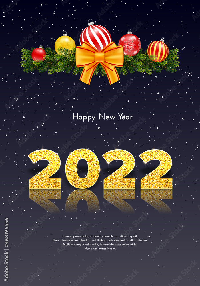 Naklejka premium Holiday gift card Happy New Year 2022