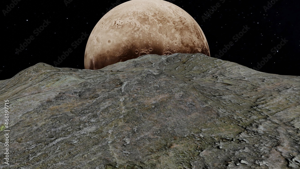 Pluto View From Asteroid 3D Rendering Pluto View From Asteroid 3D Rendering