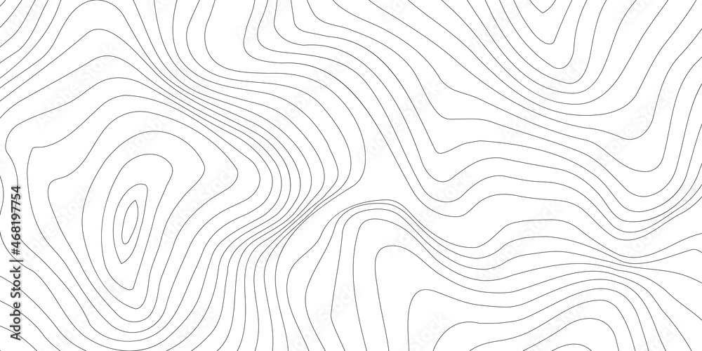 Topographic line wavy pattern, map contour outline curve background top view. - obrazy, fototapety, plakaty 