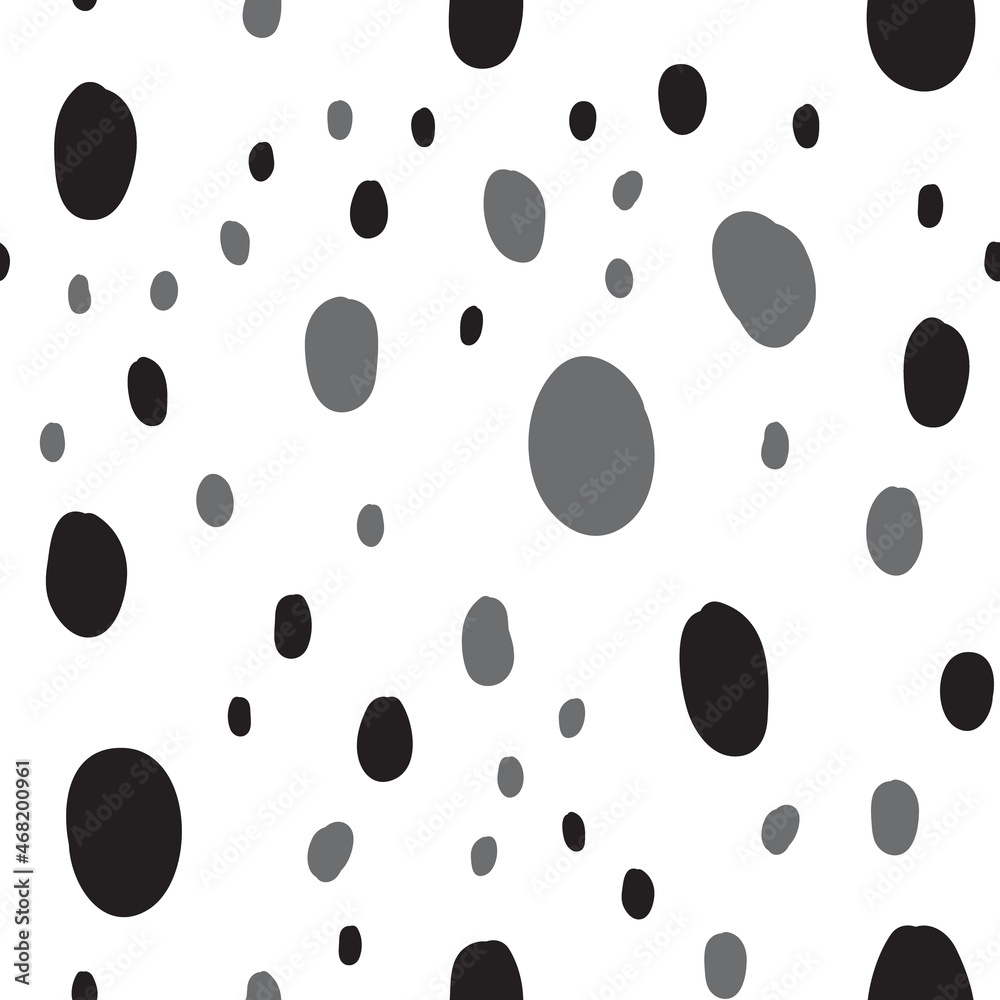 Polka dots seamless pattern. Hand drawn doodle circles monochrome texture background. Random spots. Polka dots seamless pattern. Hand drawn doodle circles monochrome texture background. Random spots.